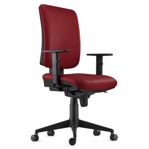 Silla Ergonómica PIERO, en Piel Natural color Negro, con Brazos Ajustables