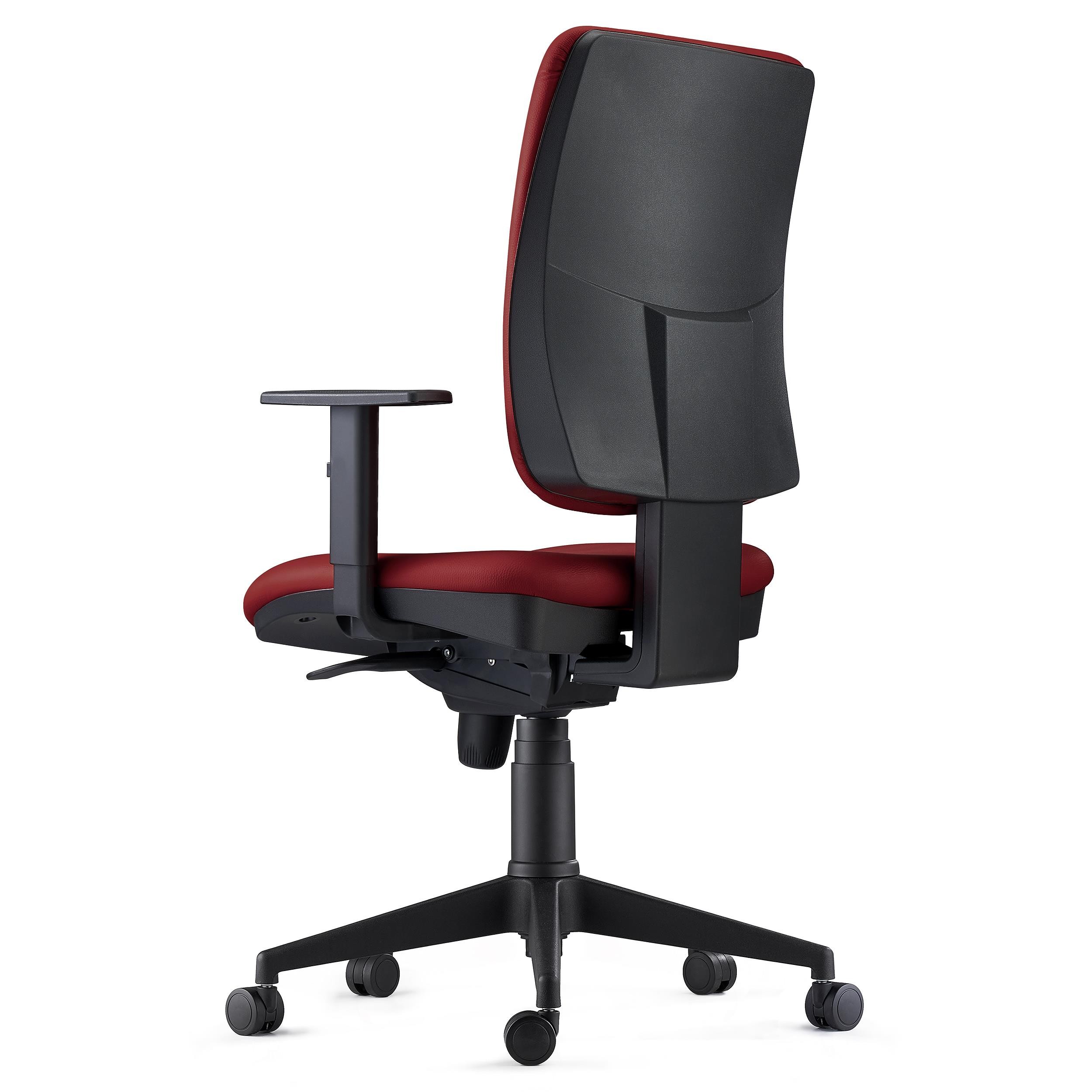 Silla Ergonómica PIERO, en Piel Natural color Negro, con Brazos Ajustables