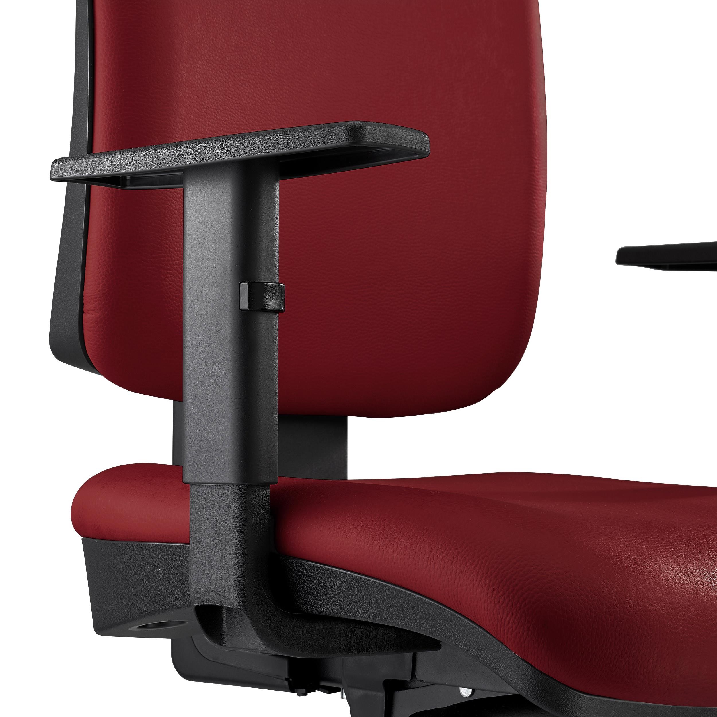 Silla Ergonómica PIERO, en Piel Natural color Negro, con Brazos Ajustables