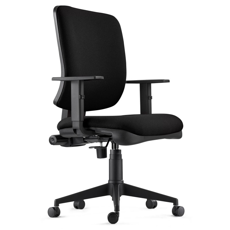 Silla Ergonómica DIEGO, grueso acolchado, tela negra