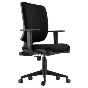 Silla Ergonómica DIEGO, grueso acolchado, tela negra