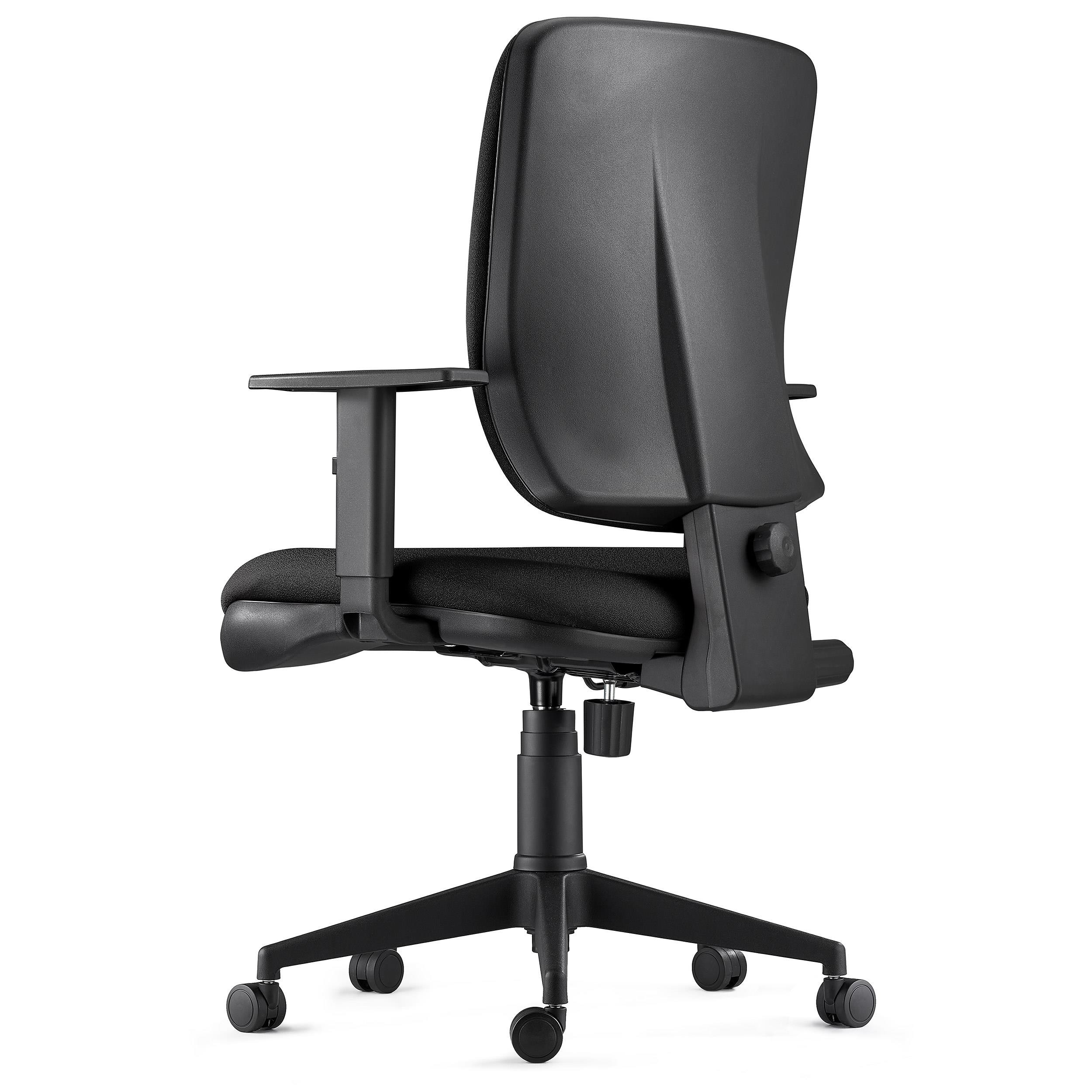 Silla Ergonómica DIEGO, en Tela color Negro, con Grueso Acolchado y Mecanismo Sincronizado