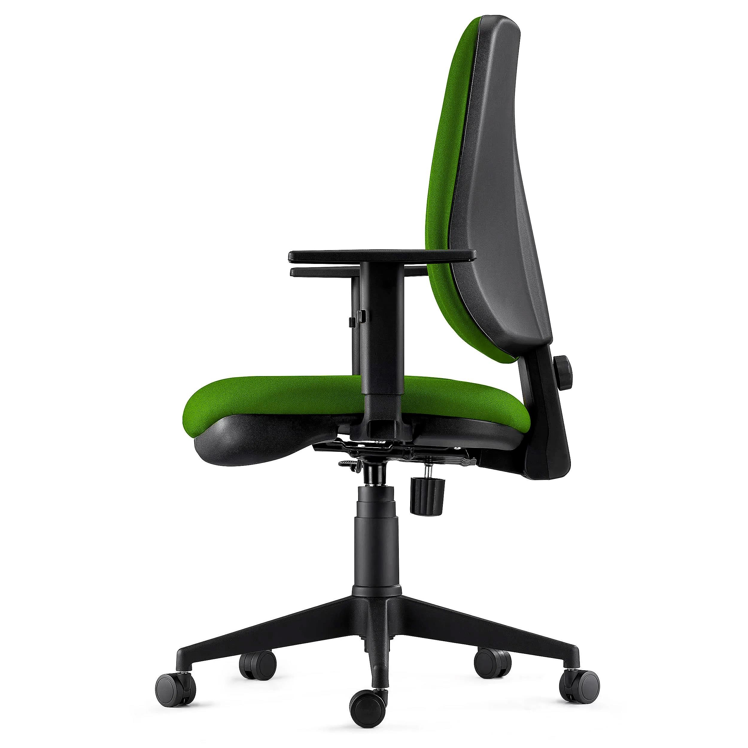 Silla Ergonómica DIEGO, en Tela color Negro, con Grueso Acolchado y Mecanismo Sincronizado
