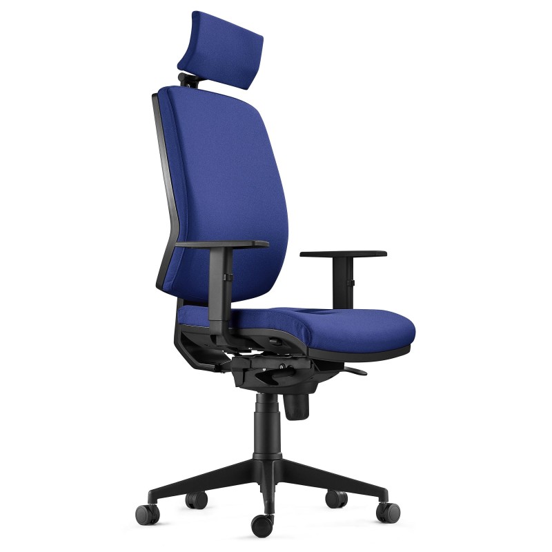 Silla Ergonómica OLIVER, reposacabezas, tela negra
