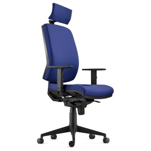Silla Ergonómica OLIVER, reposacabezas, tela negra
