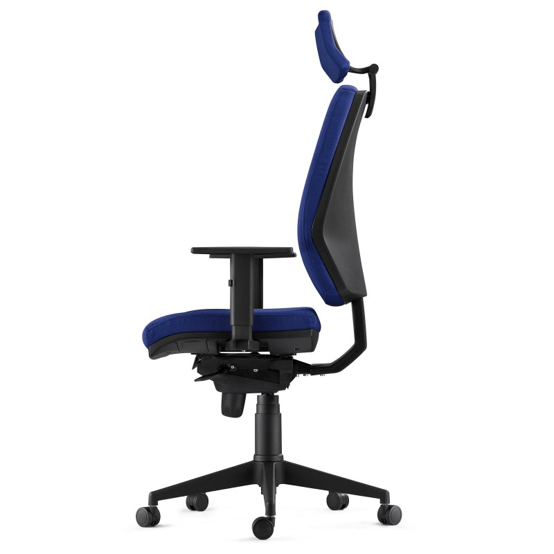Silla Ergonómica OLIVER, reposacabezas, tela negra