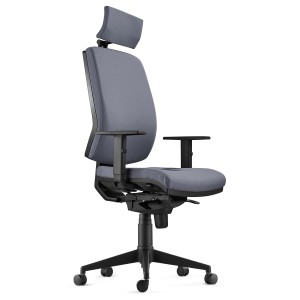 Silla Ergonómica OLIVER, reposacabezas, tela negra