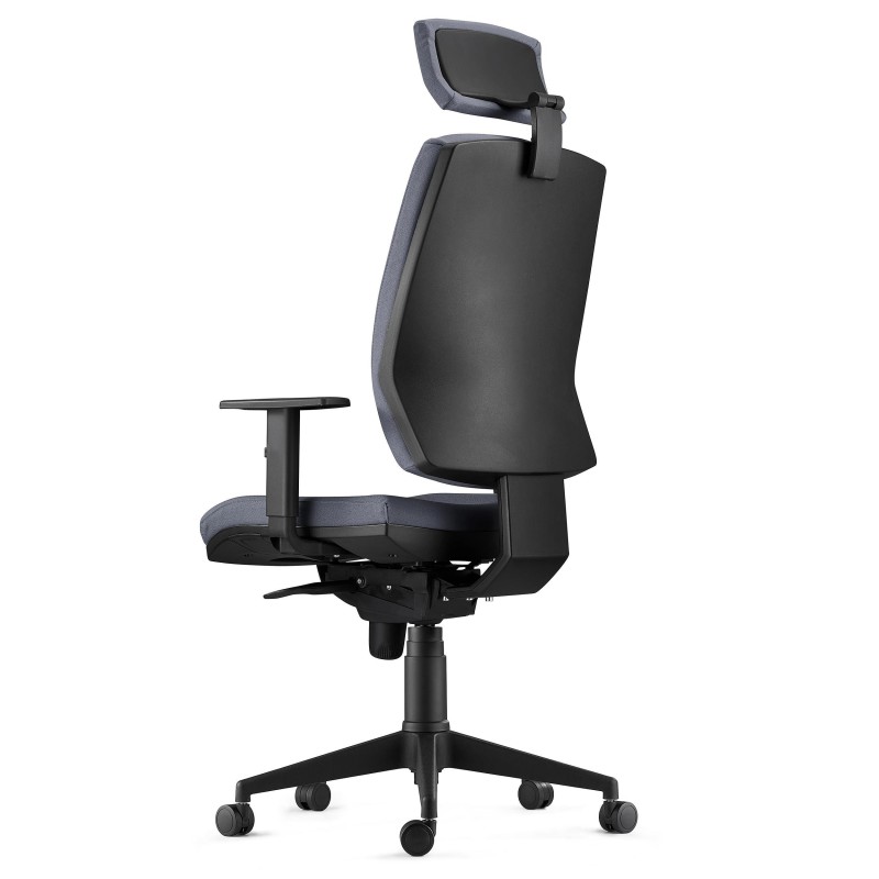 Silla Ergonómica OLIVER, reposacabezas, tela negra