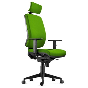 Silla Ergonómica OLIVER, reposacabezas, tela negra