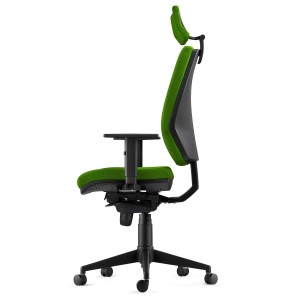 Silla Ergonómica OLIVER, reposacabezas, tela negra