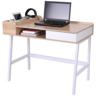Mesa para Ordenador GADEA en Metal y Madera color Roble y Blanco