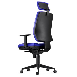 Silla Ergonómica OLIVER, reposacabezas, piel negra