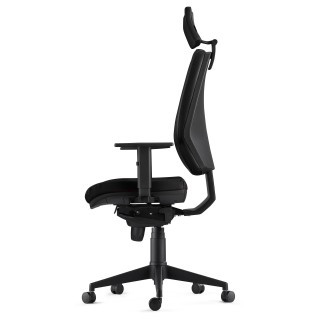 Silla Ergonómica OLIVER, reposacabezas, piel negra 2