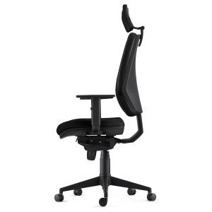 Silla Ergonómica OLIVER, reposacabezas, piel negra