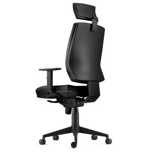 Silla Ergonómica OLIVER, reposacabezas, piel negra