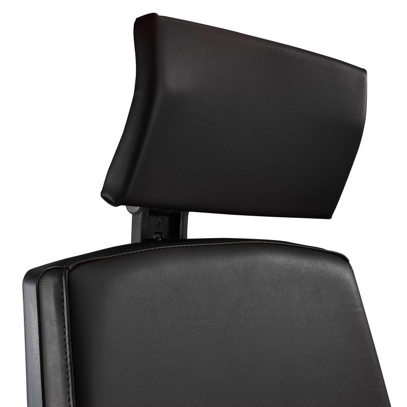 Silla Ergonómica OLIVER, reposacabezas, piel negra