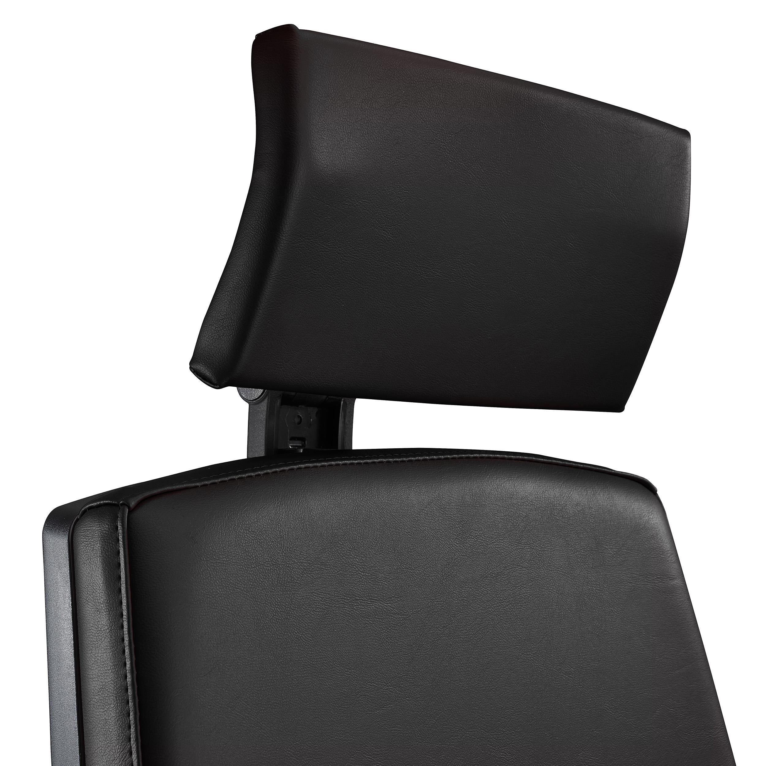 Silla Ergonómica OLIVER, Piel Negra, Reposacabezas, Uso 8 Horas, Grueso Acolchado