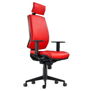 Silla Ergonómica OLIVER, reposacabezas, piel negra