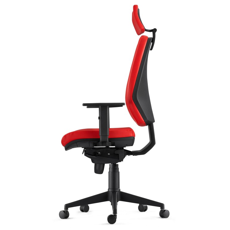 Silla Ergonómica OLIVER, reposacabezas, piel negra