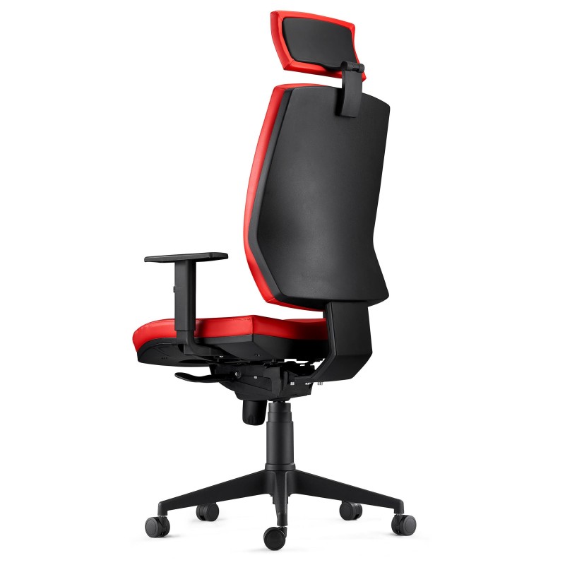 Silla Ergonómica OLIVER, reposacabezas, piel negra