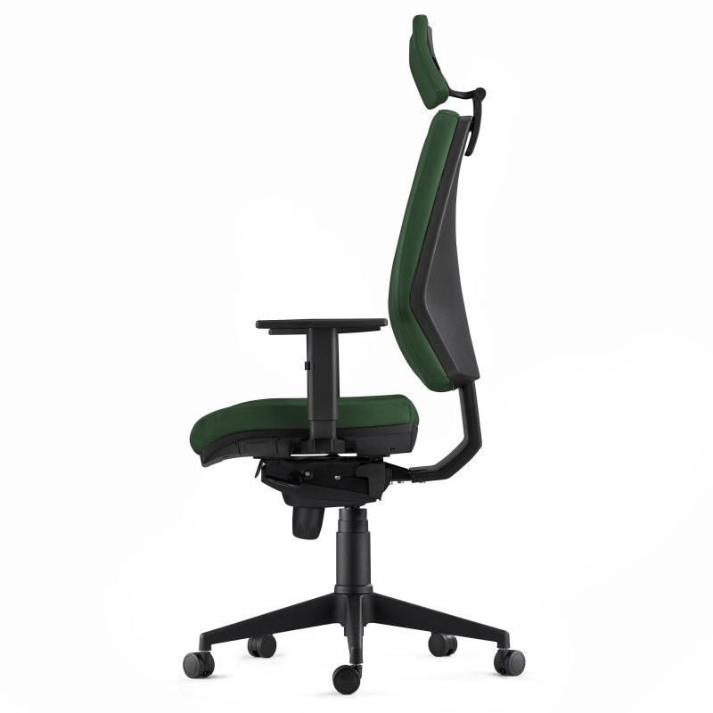 Silla Ergonómica OLIVER, reposacabezas, piel negra
