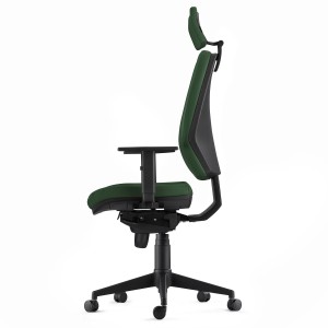 Silla Ergonómica OLIVER, reposacabezas, piel negra