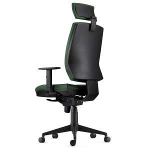 Silla Ergonómica OLIVER, reposacabezas, piel negra
