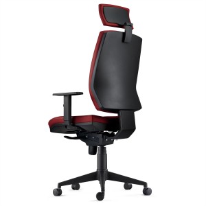 Silla Ergonómica OLIVER, reposacabezas, piel real negra