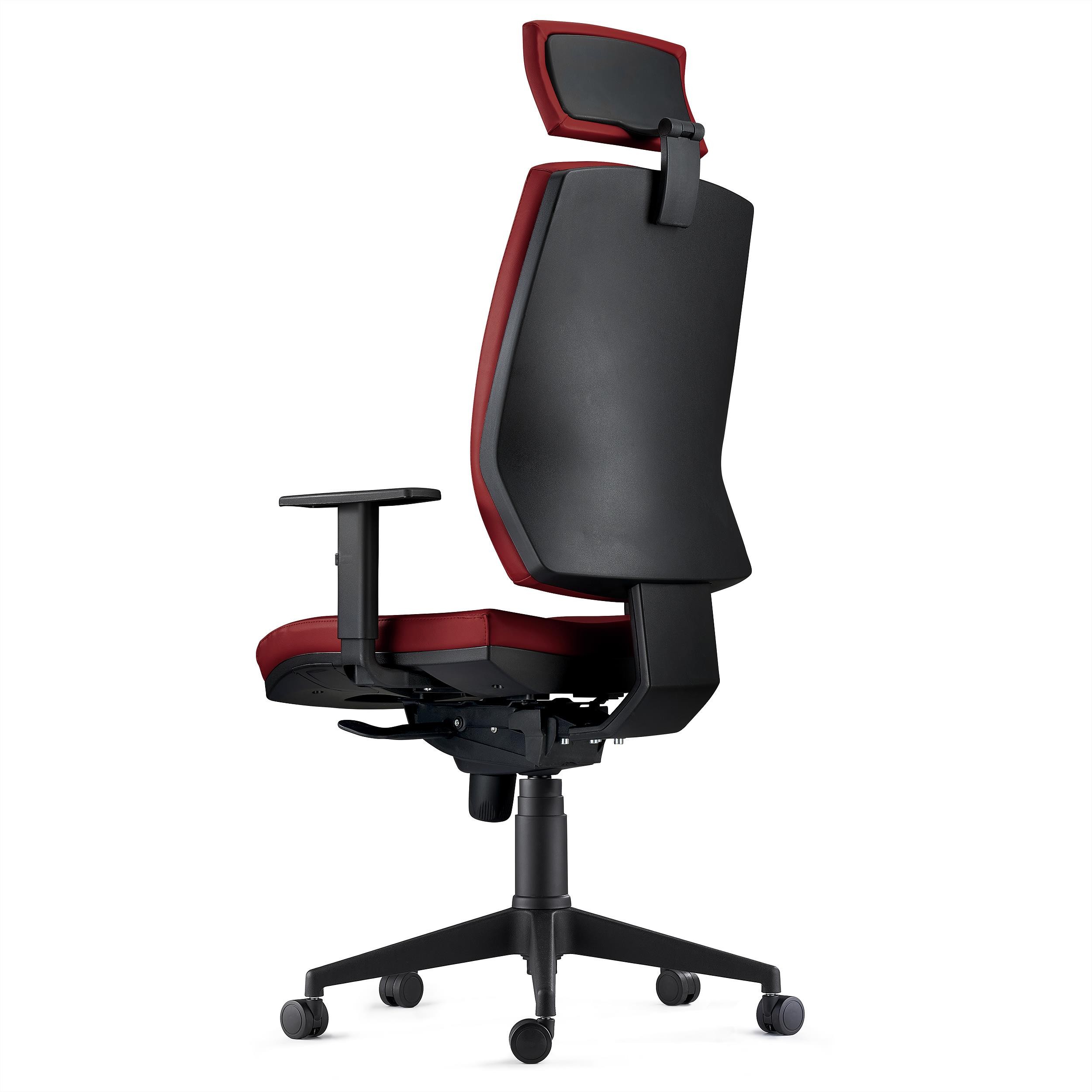 Silla Ergonómica OLIVER, Piel Real Negra, Reposacabezas, Uso 8 Horas, Grueso Acolchado