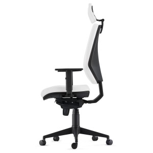 Silla Ergonómica OLIVER, reposacabezas, piel real negra