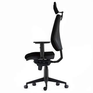 Silla Ergonómica OLIVER, reposacabezas, piel real negra 2