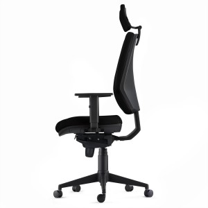 Silla Ergonómica OLIVER, reposacabezas, piel real negra