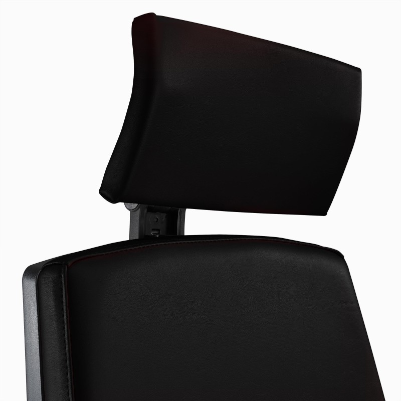 Silla Ergonómica OLIVER, reposacabezas, piel real negra