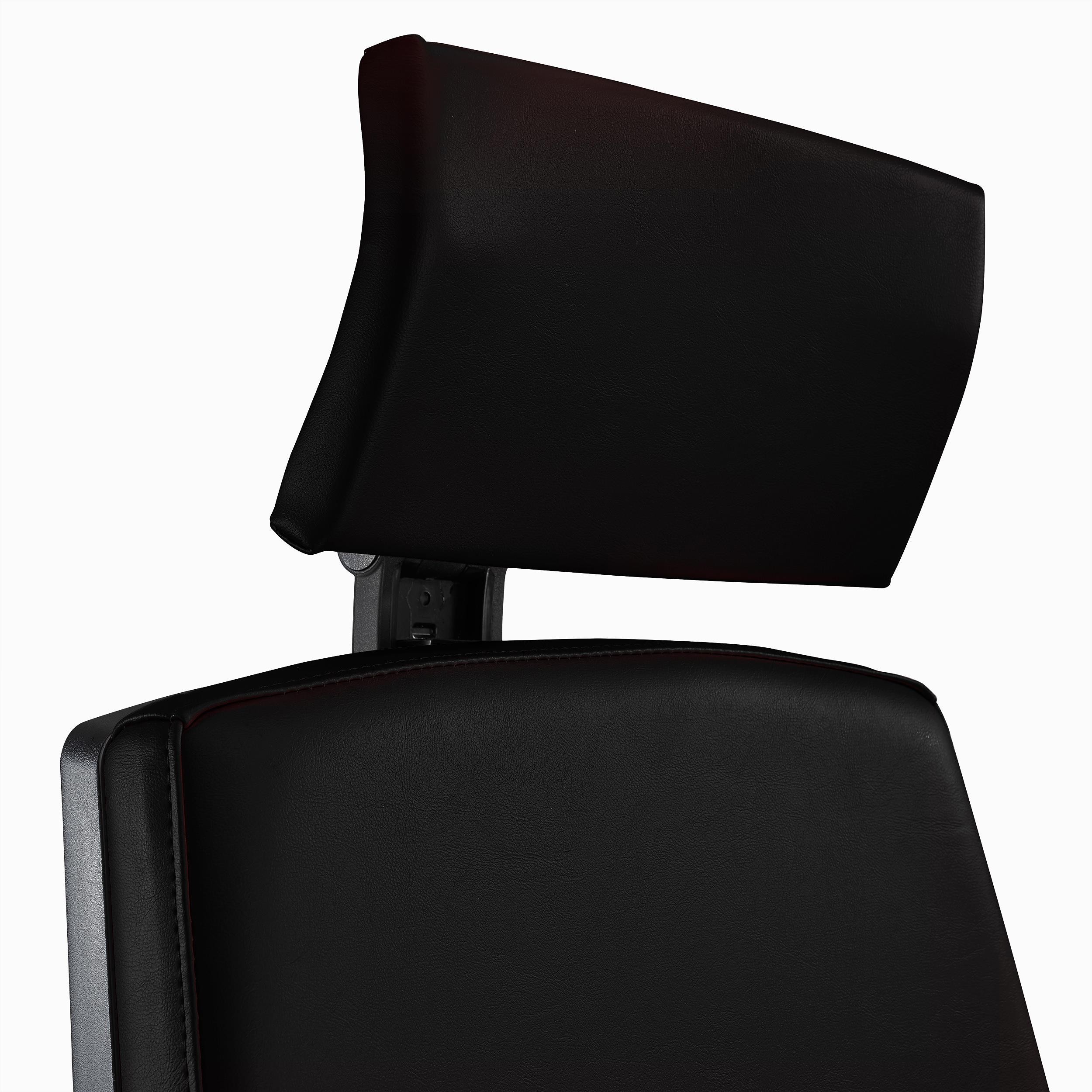 Silla Ergonómica OLIVER, Piel Real Negra, Reposacabezas, Uso 8 Horas, Grueso Acolchado