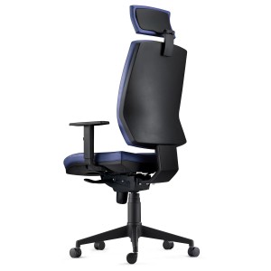 Silla Ergonómica OLIVER, reposacabezas, piel real negra
