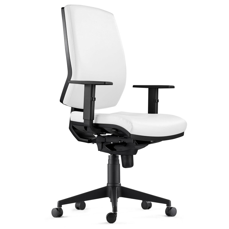 Silla Ergonómica OLIVER, piel real negra