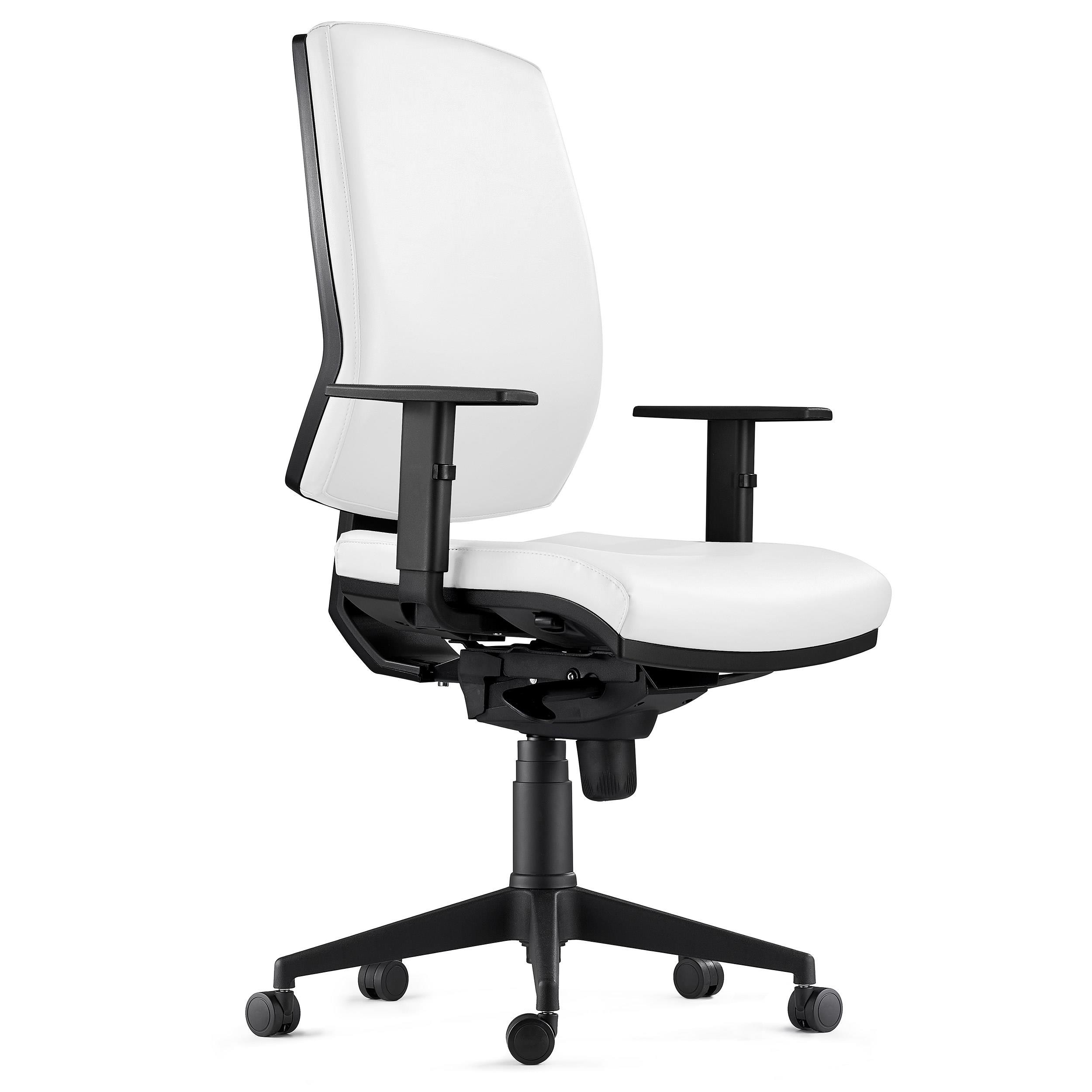 Silla Ergonómica OLIVER, Piel Real Negra, Uso 8 Horas, Grueso Acolchado