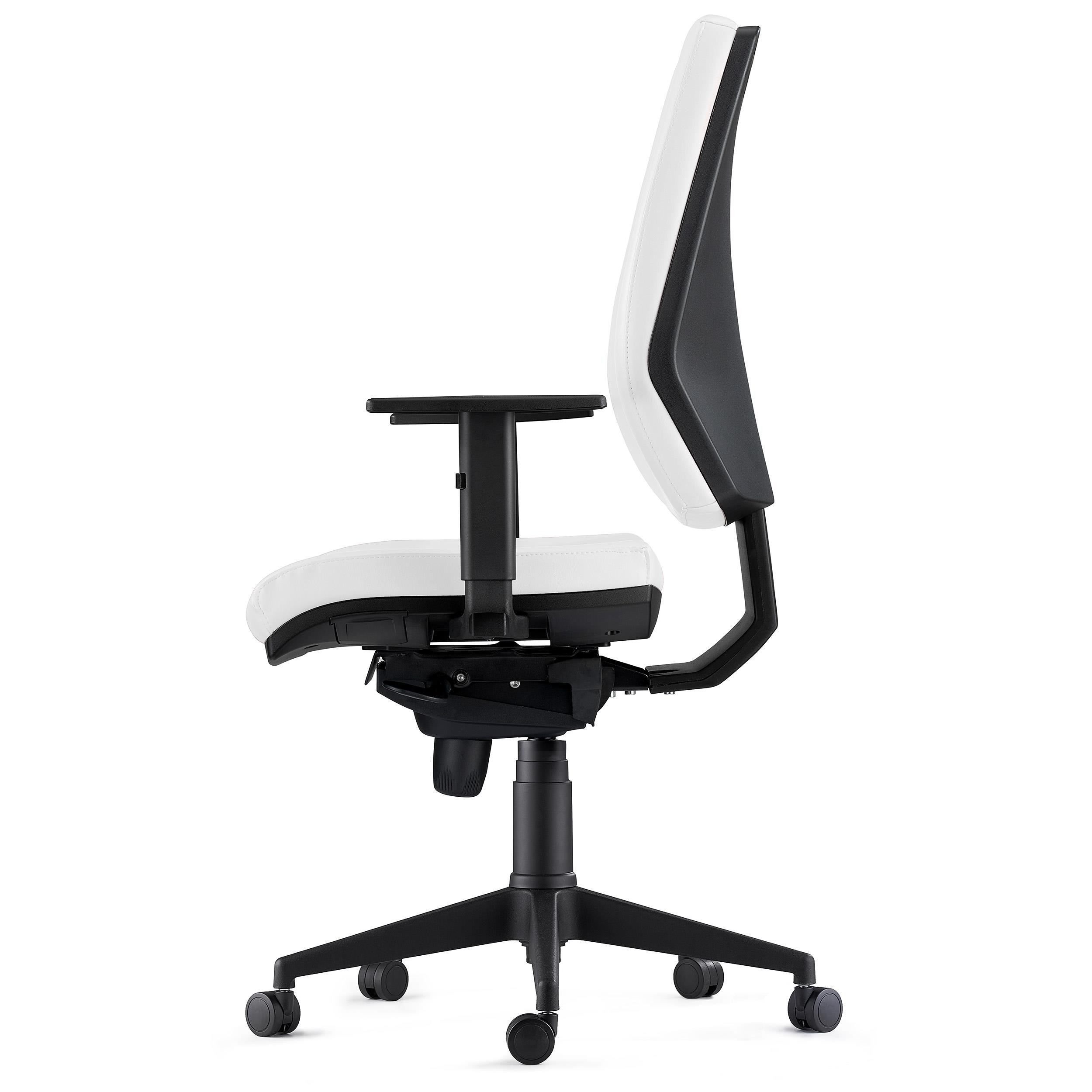 Silla Ergonómica OLIVER, Piel Real Negra, Uso 8 Horas, Grueso Acolchado