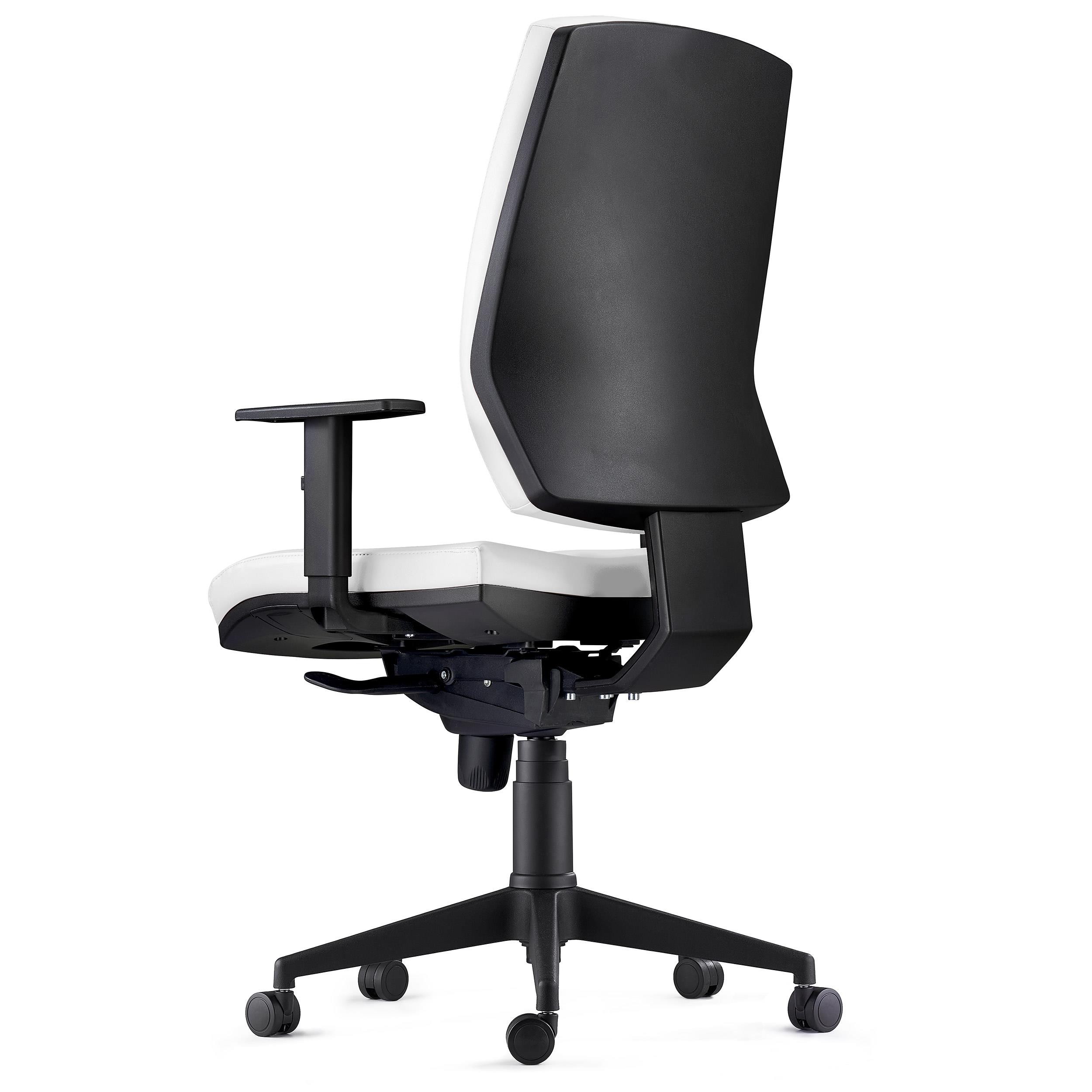 Silla Ergonómica OLIVER, Piel Real Negra, Uso 8 Horas, Grueso Acolchado