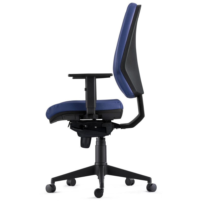 Silla Ergonómica OLIVER, piel real negra