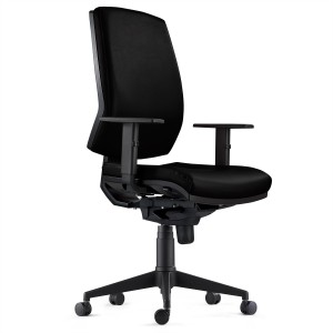 Silla Ergonómica OLIVER, piel real negra