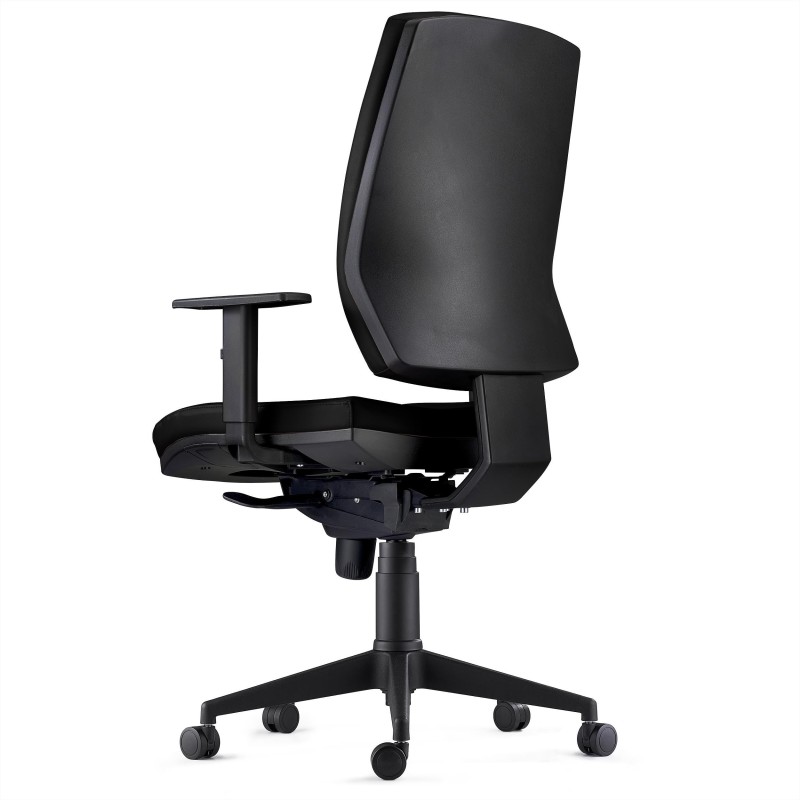 Silla Ergonómica OLIVER, piel real negra