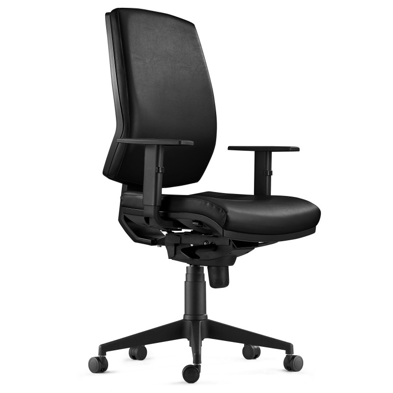 Silla Ergonómica OLIVER, piel negra