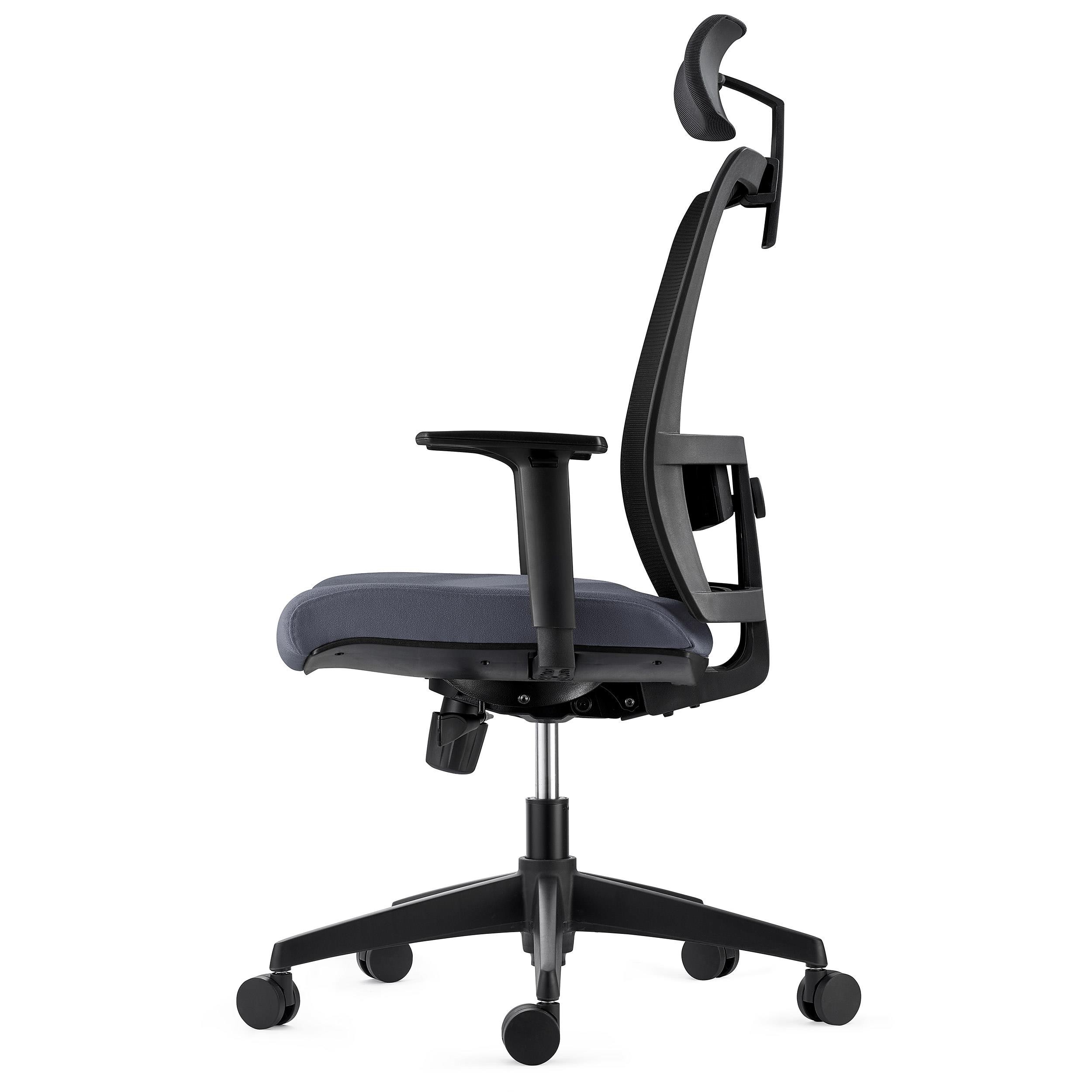 Silla Ergonómica AXEL, Con Reposacabezas, Soporte Lumbar, en Tela y Malla, color Negro