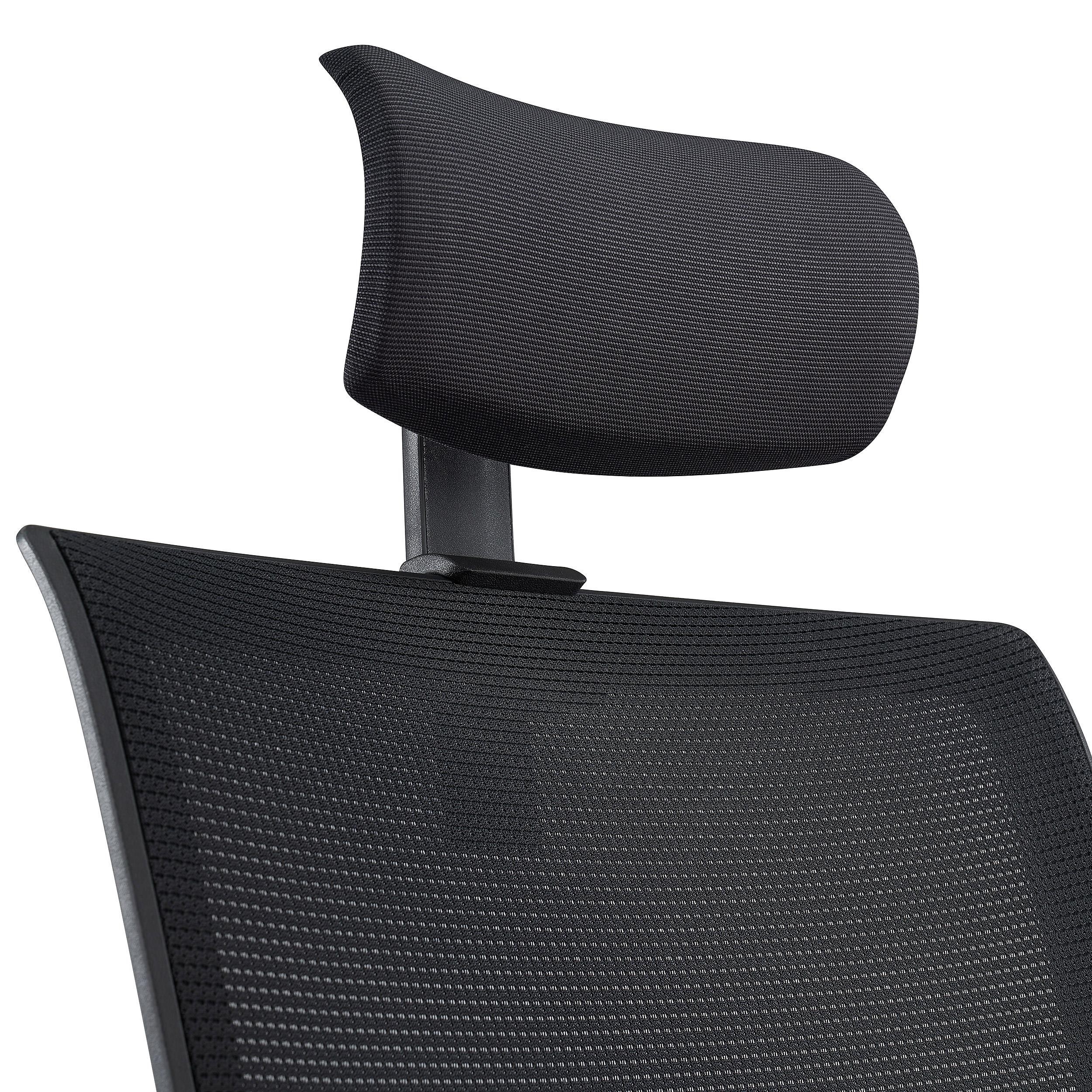 Silla Ergonómica AXEL, Con Reposacabezas, Soporte Lumbar, en Tela y Malla, color Negro