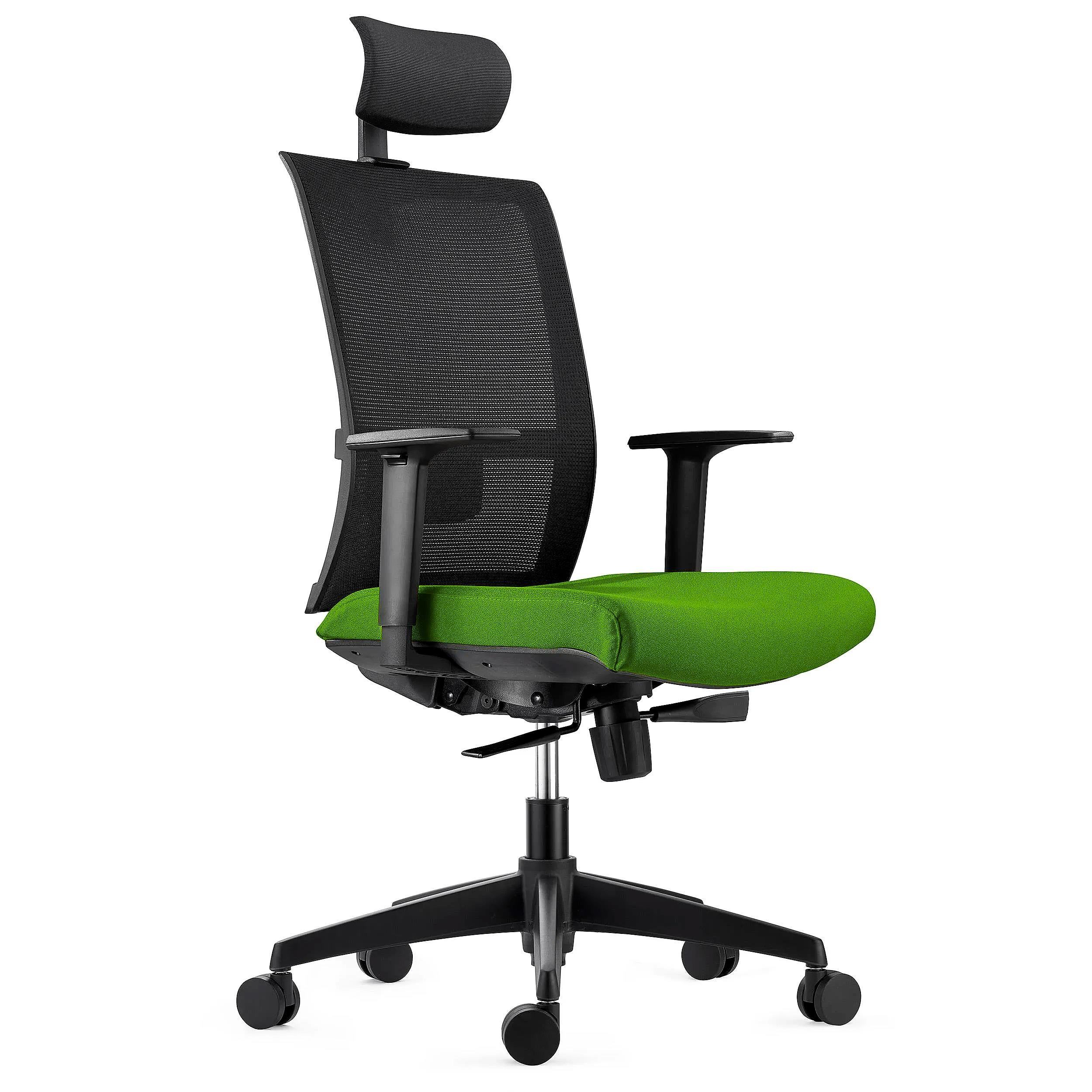 Silla Ergonómica AXEL, Con Reposacabezas, Soporte Lumbar, en Tela y Malla, color Negro