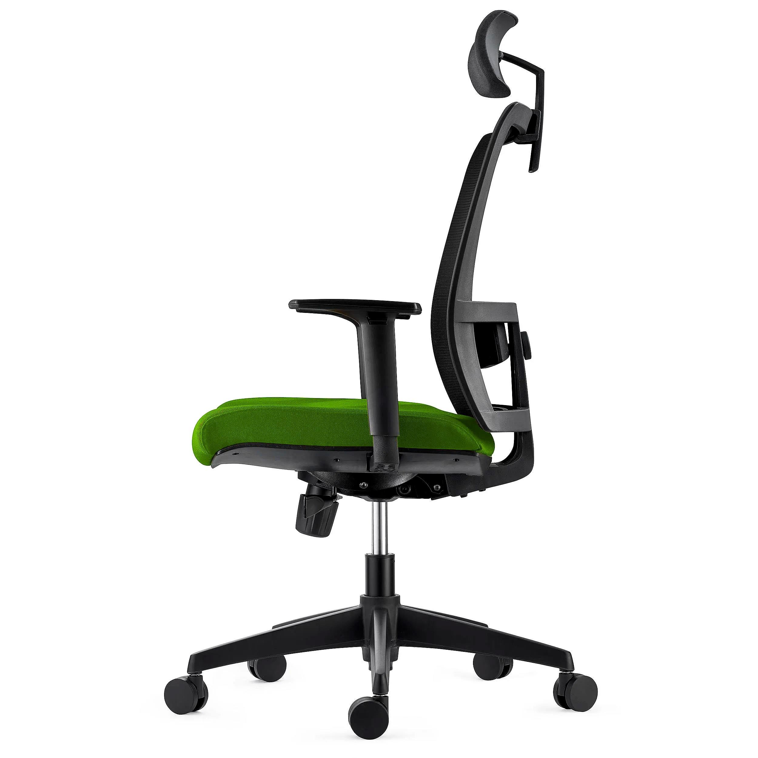 Silla Ergonómica AXEL, Con Reposacabezas, Soporte Lumbar, en Tela y Malla, color Negro