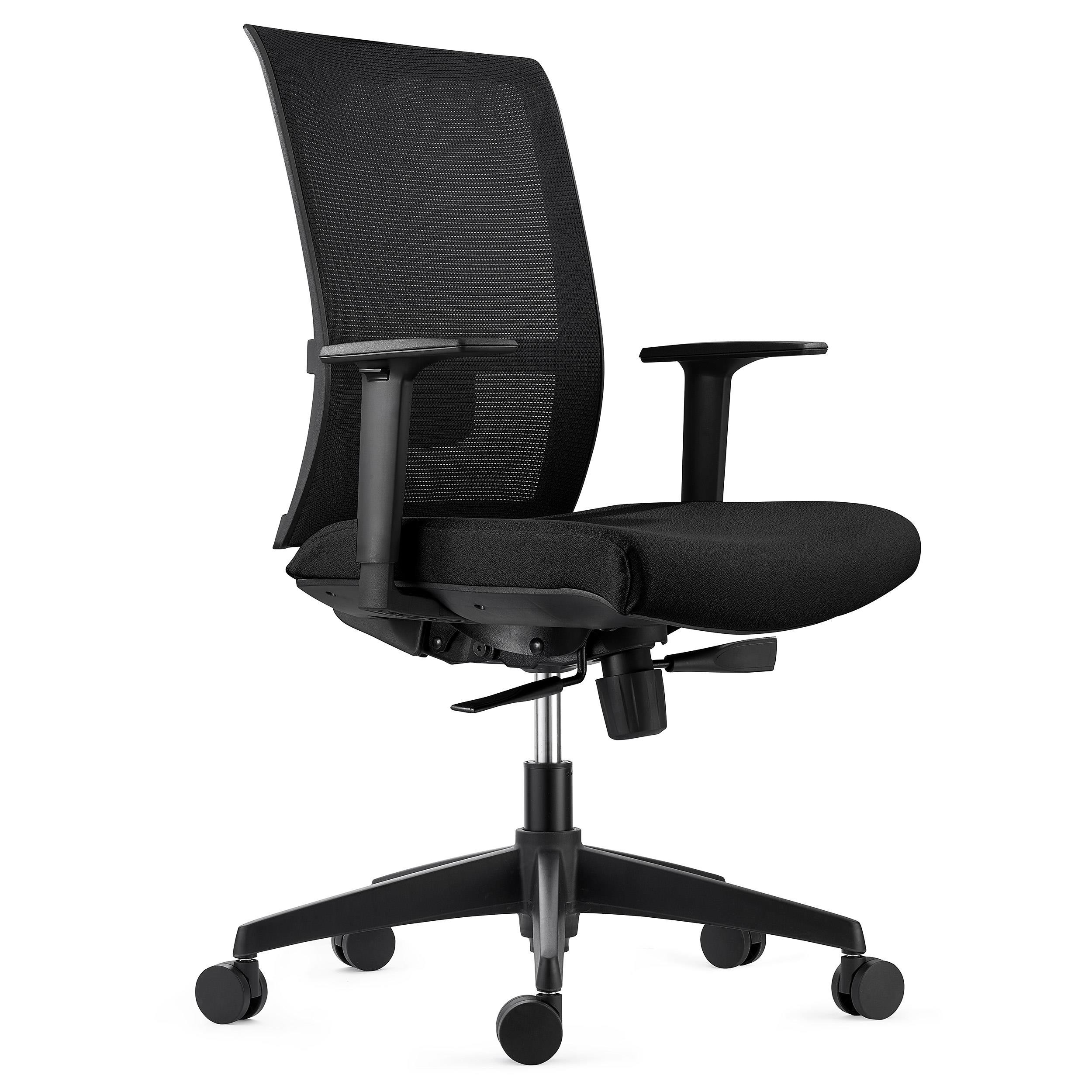Silla Ergonómica EXON, Soporte Lumbar, Uso 8 Horas, en Tela y Malla, color Negro