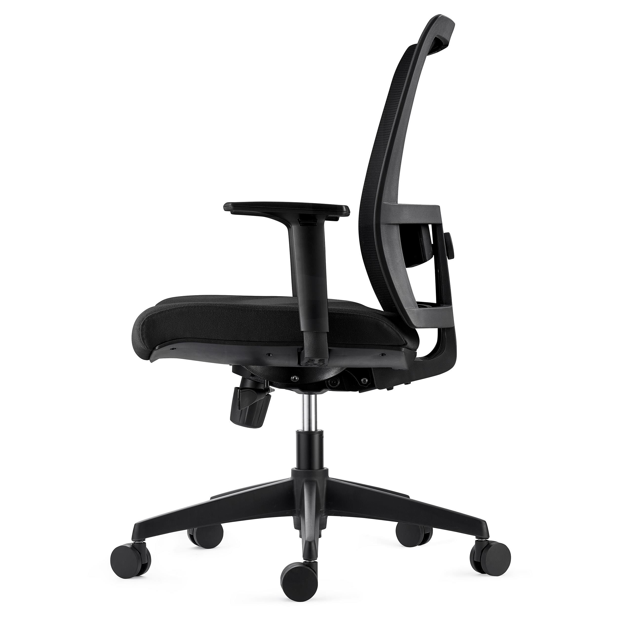 Silla Ergonómica EXON, Soporte Lumbar, Uso 8 Horas, en Tela y Malla, color Negro