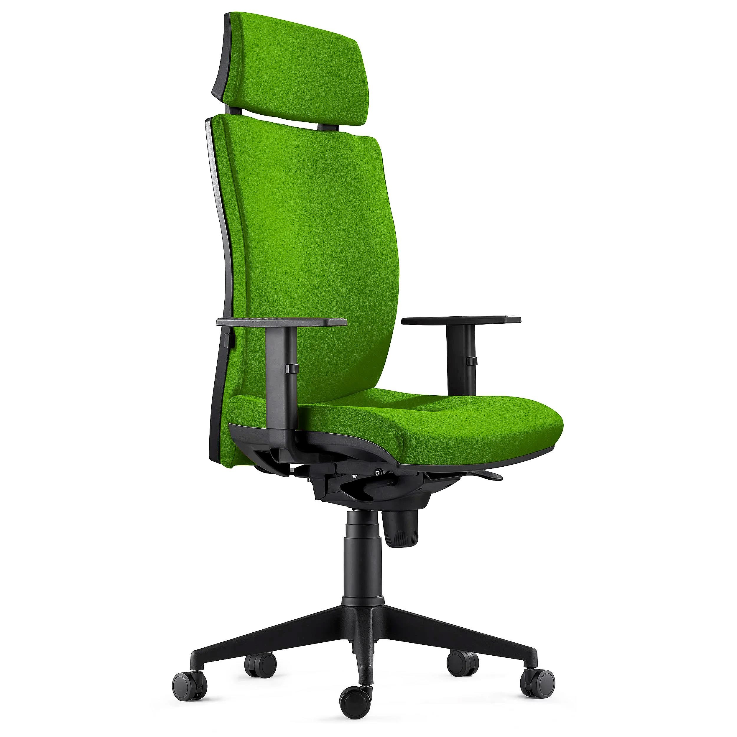 Silla Ergonómica MARVEL, Tela Negra, Reposacabezas y Soporte Lumbar